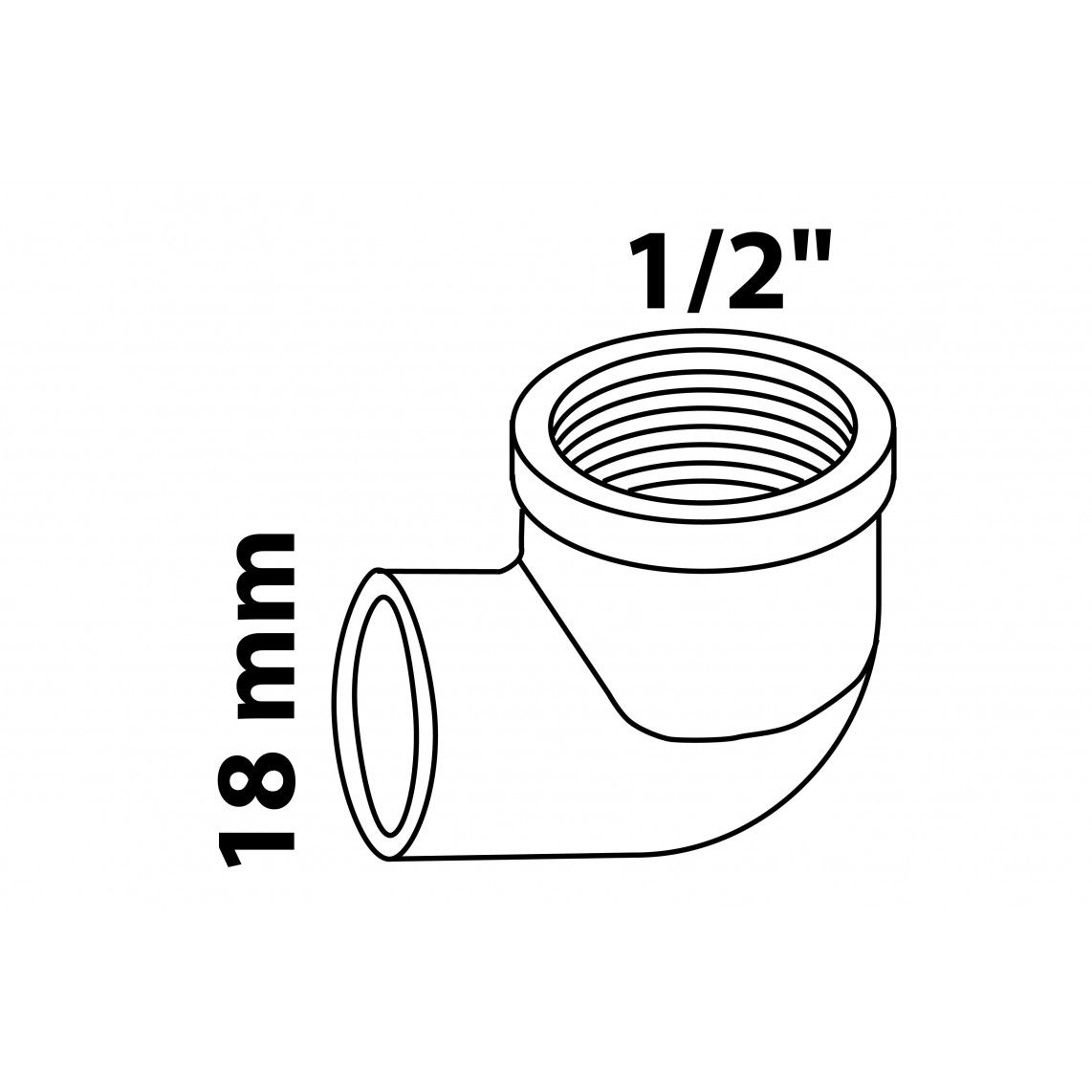 989232055 BR coude 90°, vierge, 18 mm x 1/2" F, 1 manchon (4090g) vue 2