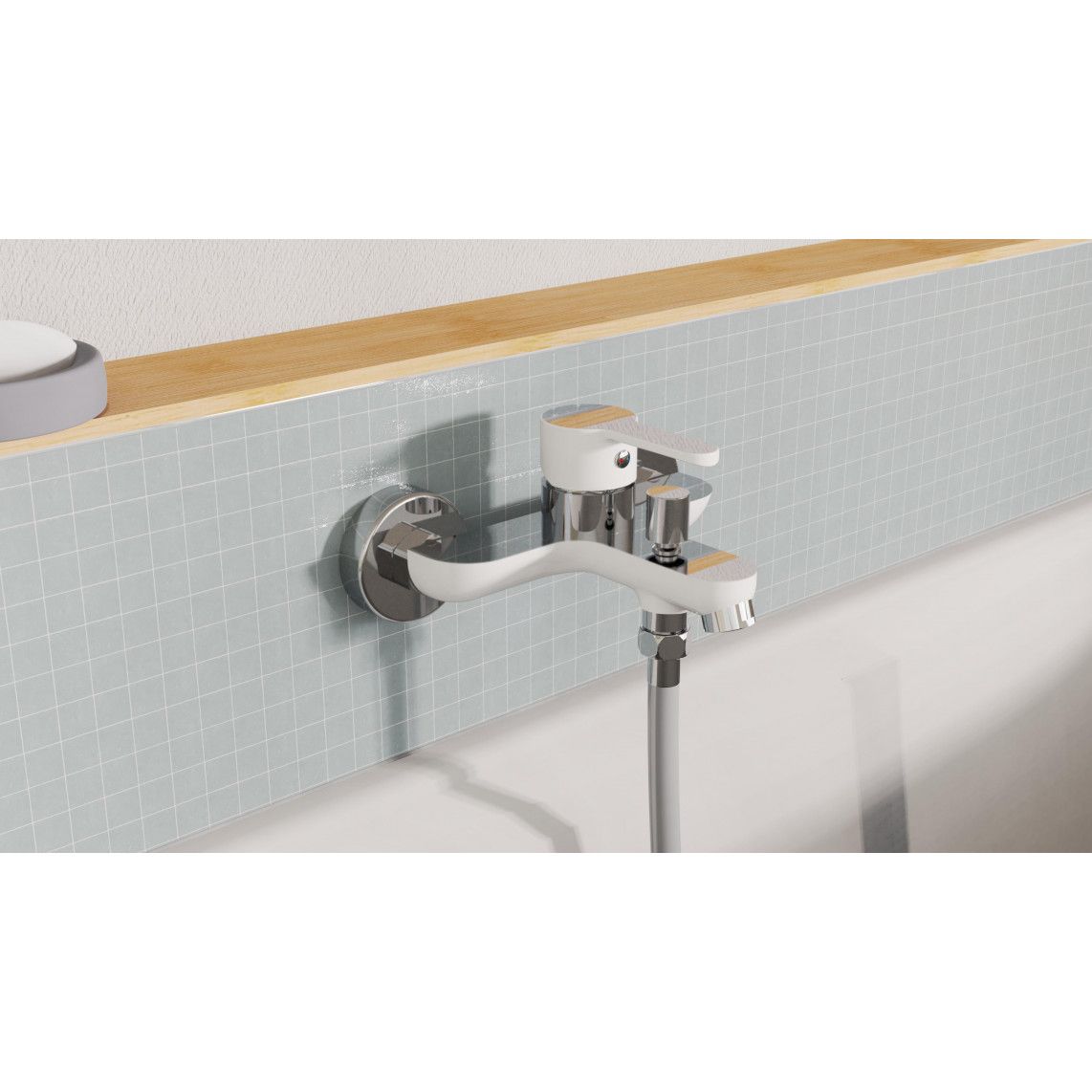 NI023DINWCR DIZIANI Mitigeur bain/douche, blanc/chromé vue 5