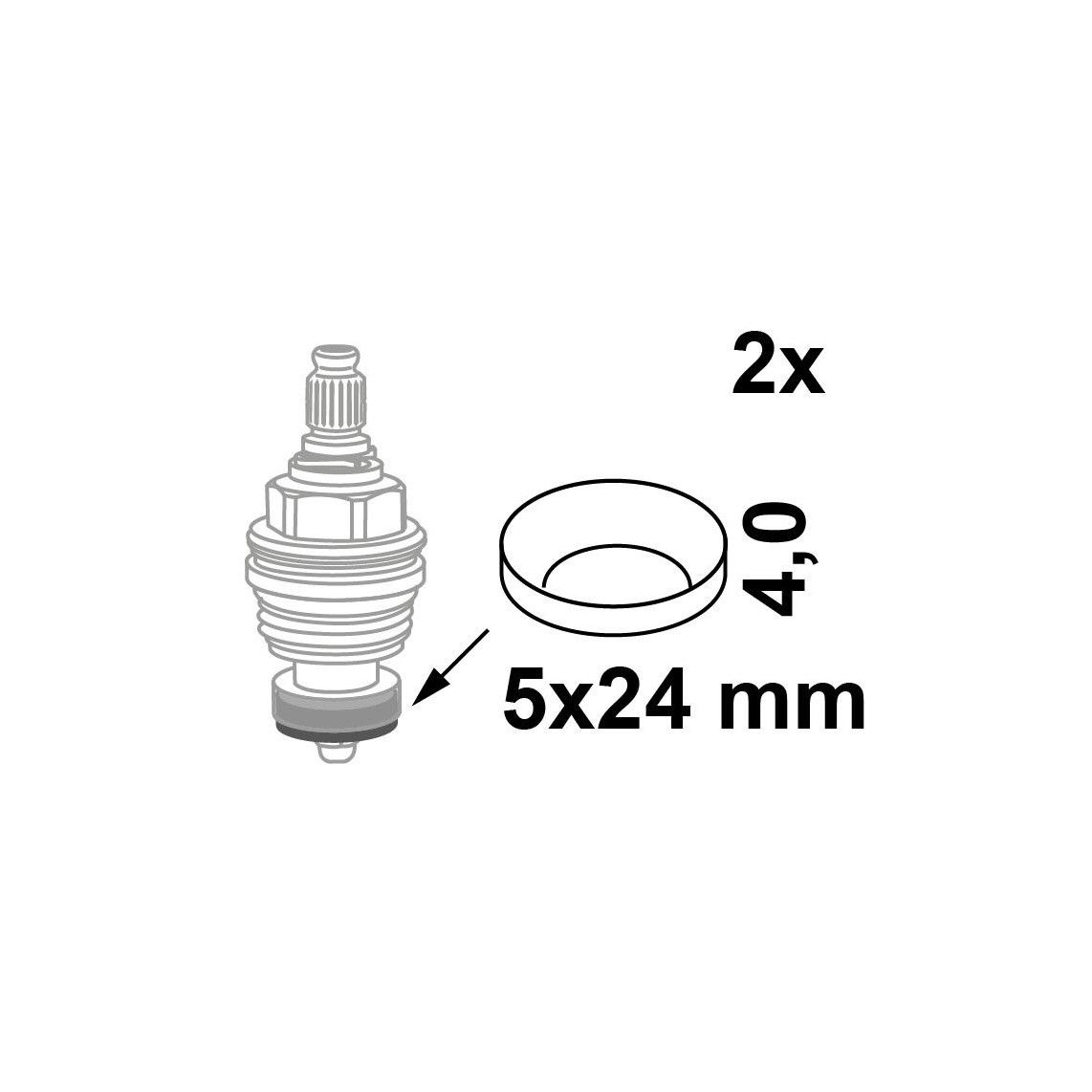 98696260 joints de tête de soupape, Caoutchouc, 5 x 24 x 4 mm, pour tête (2x) vue 2