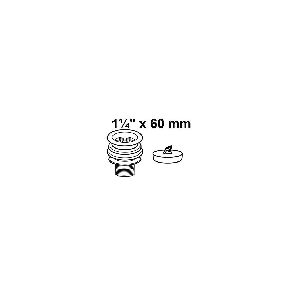 988070255 Soupape à tige, chromé, 1 1/4" x 60 mm, avec bouchon vue 2