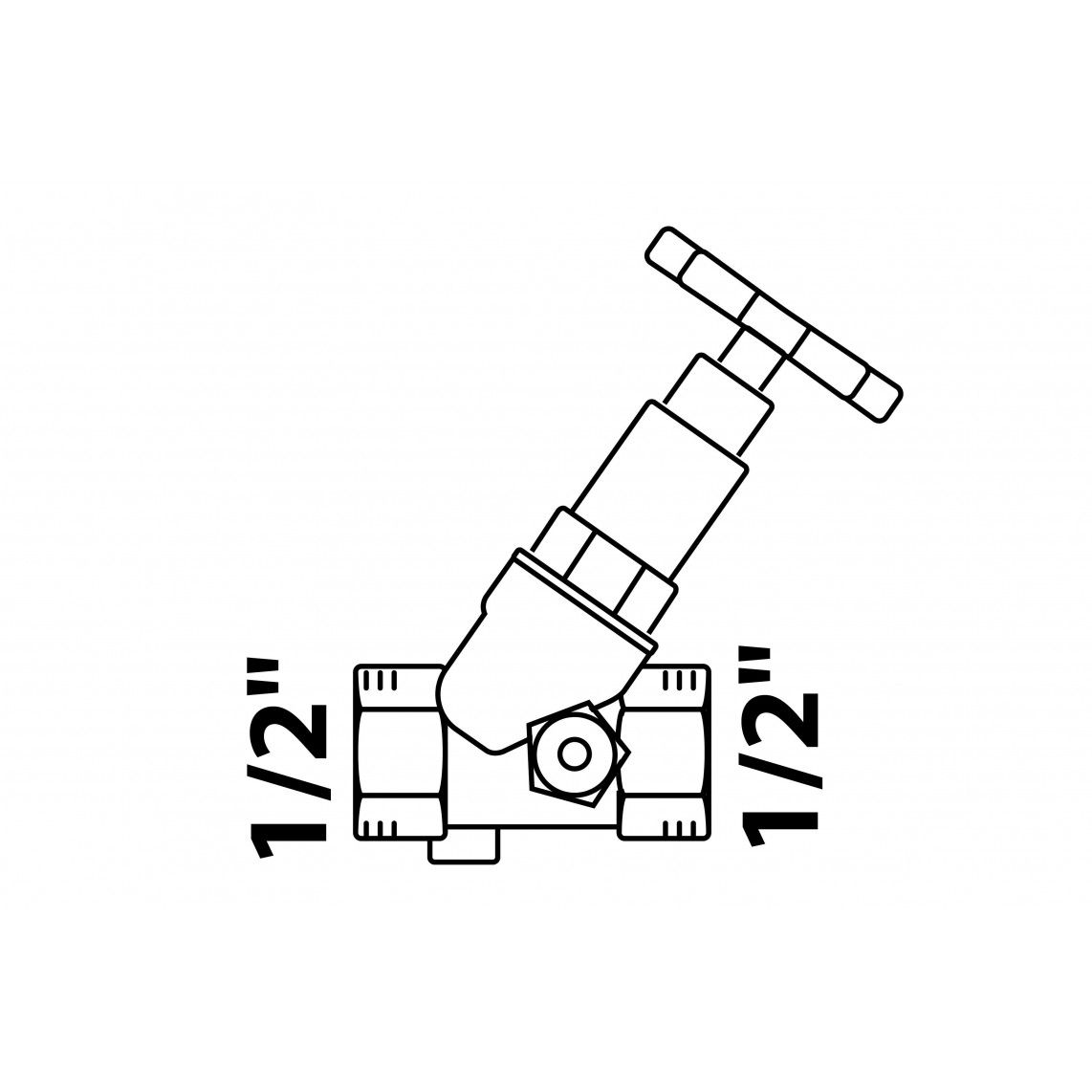 989191355 vanne à siège incliné, 1/2" F, avec vidange vue 2