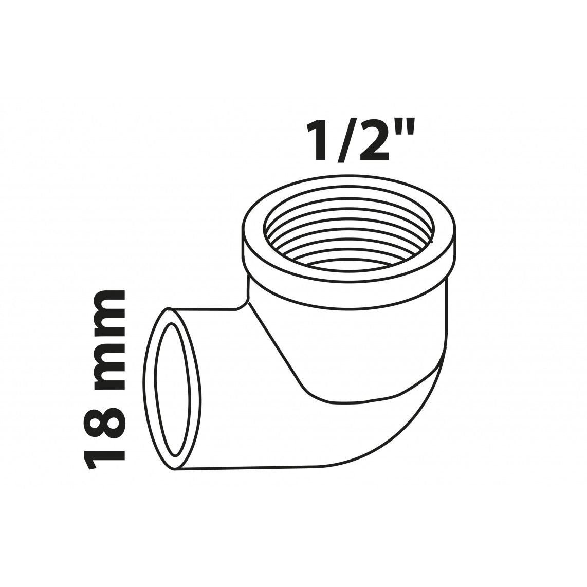 989232017 BR coude 90°, vierge, 18 mm x 1/2" F, 1 manchon (4090g) vue 2