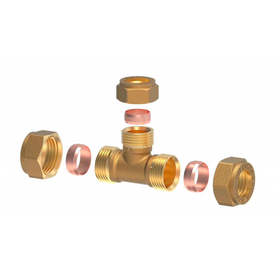 989453517 MS verloop T-stuk, blanco, 18 mm x 15 mm x 18 mm, knelfitting voor koperen buis vue 3