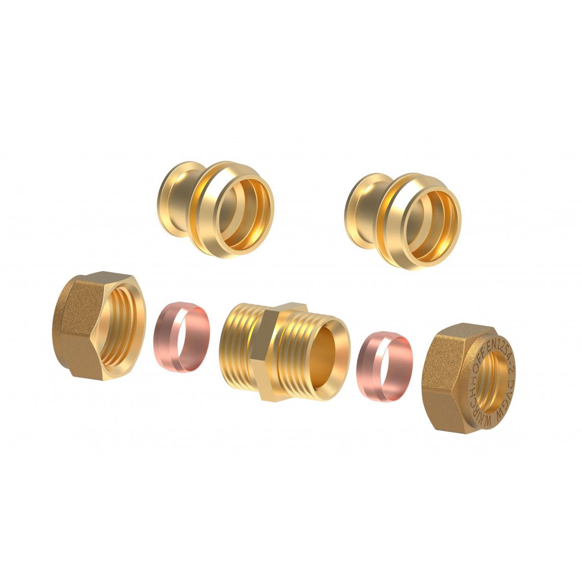 989454117 LT pièce de raccordement, vierge, 10 mm / incl. 2x jeu de réduction 8 mm, raccord à serrer pour tube en cuivre vue 2