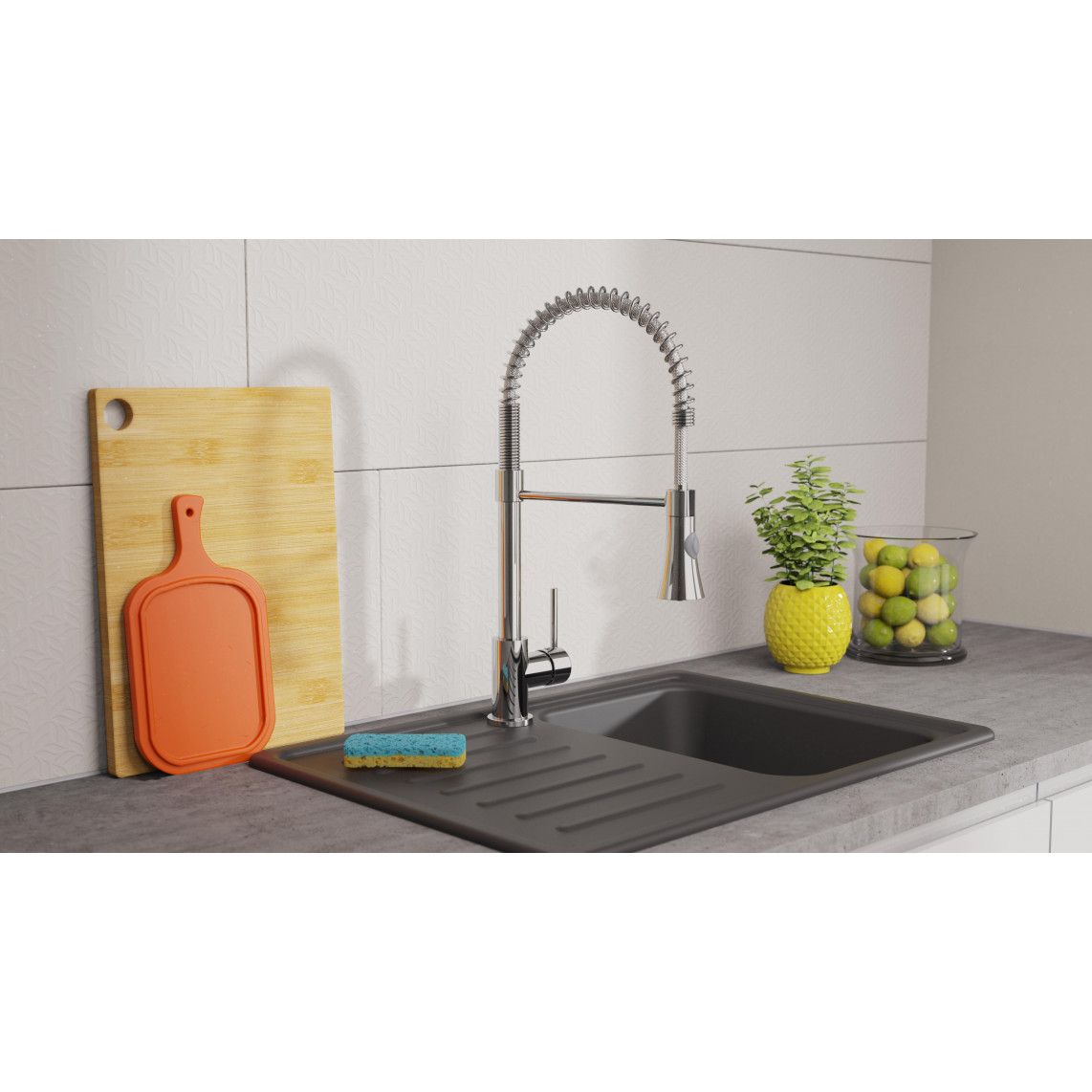 NI183ESCR-PR LEON Sink mixer, chrome, with pull-out sprayer vue 5