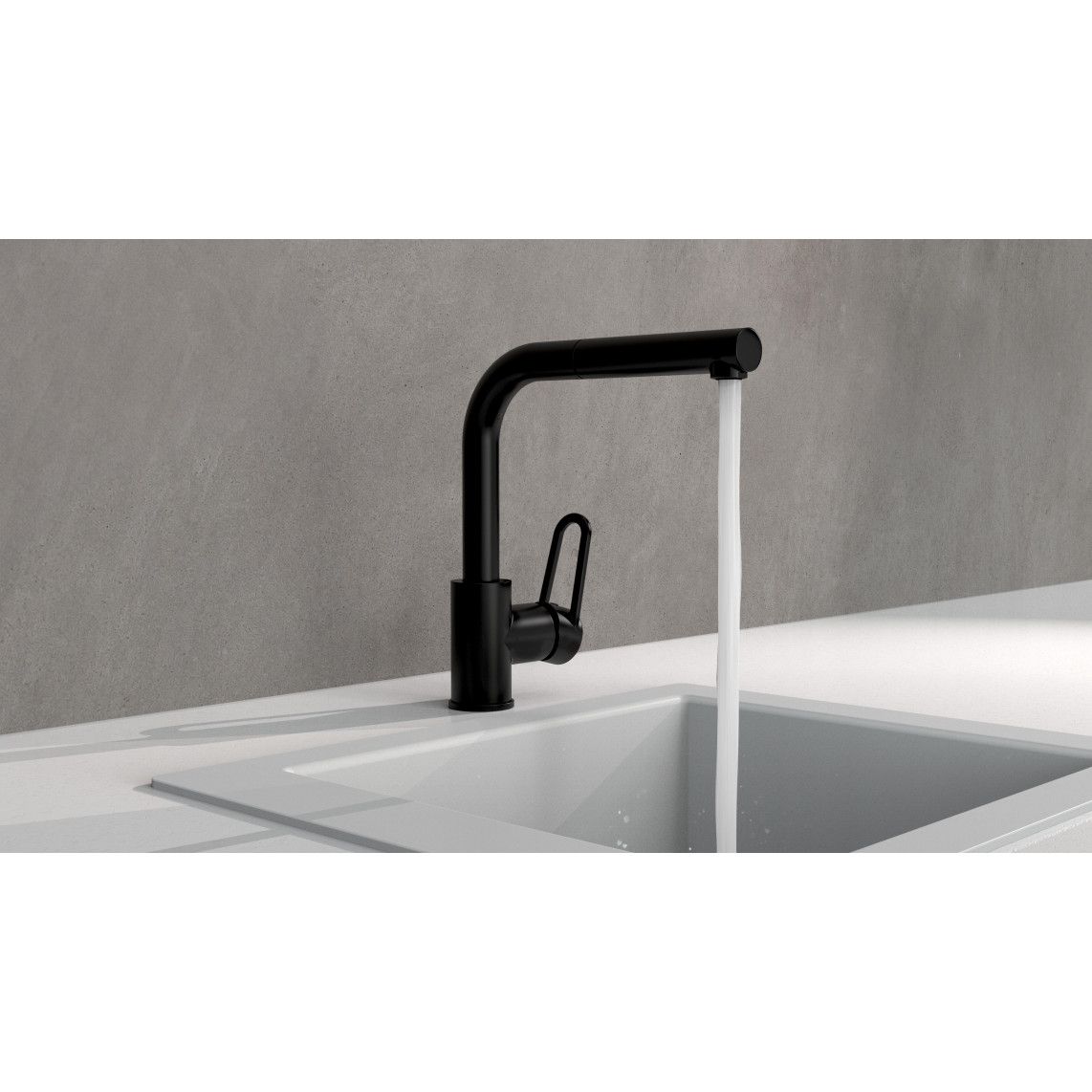26239 DESIGN RING Mitigeur évier, noir mat, avec douchette à rincer extractible vue 7