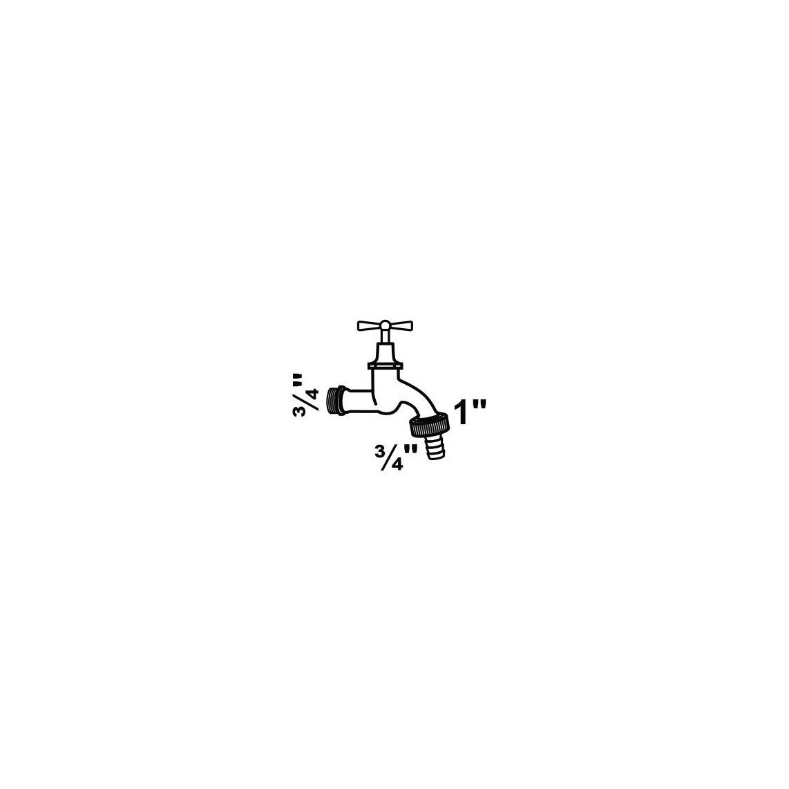 986181155 Outlet valve with toggle handle, chrome, 3/4" male x 1" male x 3/4" sleeve vue 2